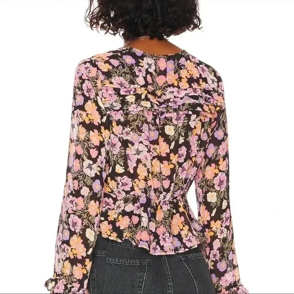 NWT Free People Maybel Blouse Top Black Combo Sz S - Picture 4 of 5